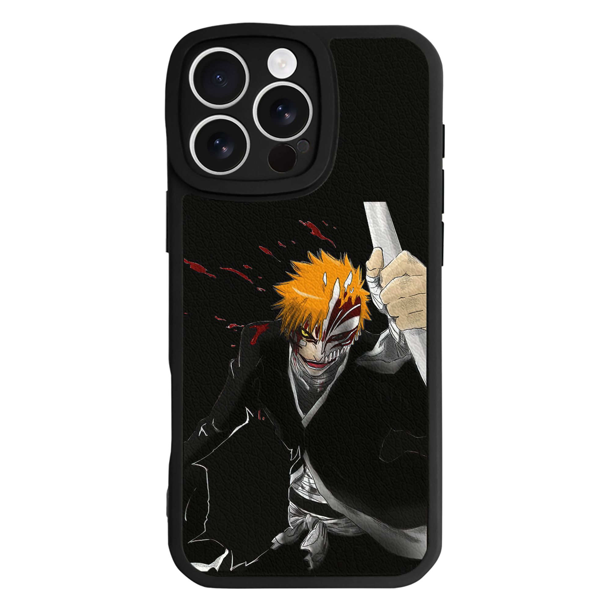 （画像用） ブリーチ 黒崎一護（くろさき いちご）BLEACH Kurosaki Ichigo 【iPhone 16シリーズ対応】シリコンスマホケース（レザー調） 材質：シリコン